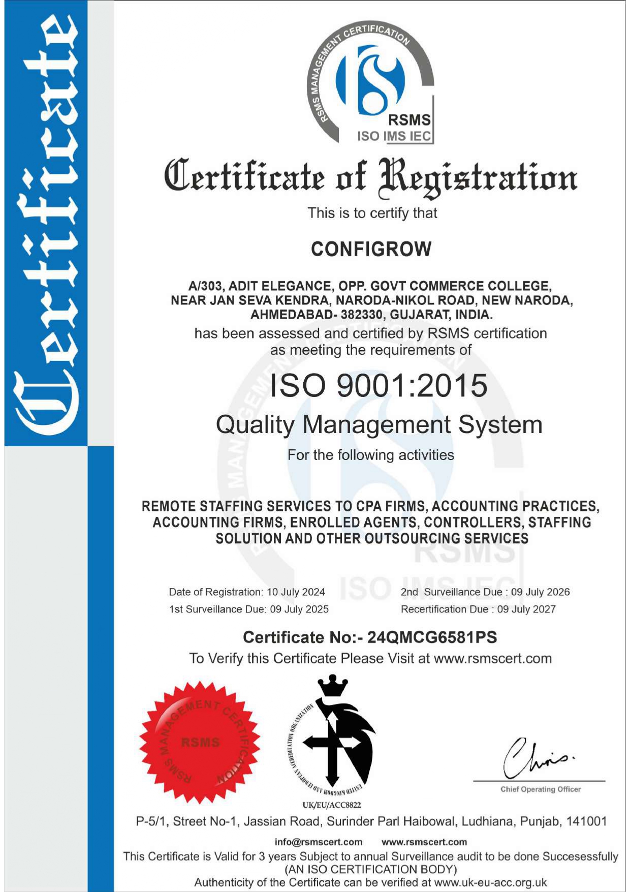 ISO 9001:2015 Certificate